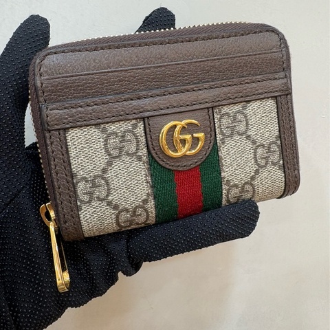 Gucci 復古老花拉鍊零錢包/卡包