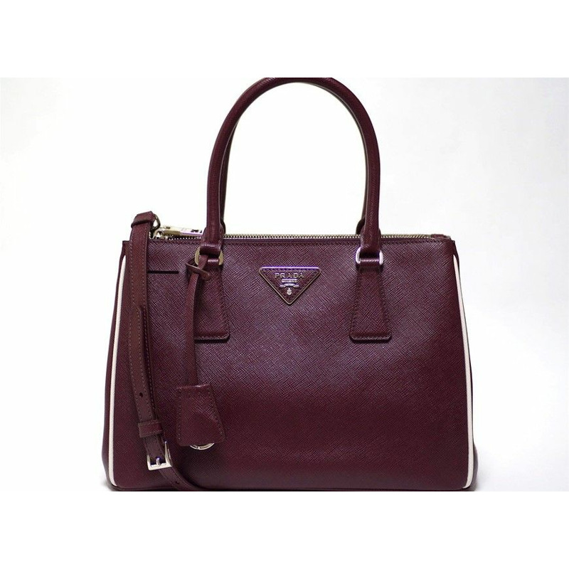 PRADA Saffiano Lux 雙拉鍊 Galleria 包-10