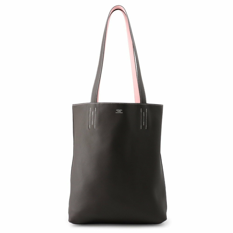 Hermes Hermès Neo Double Sens 35 手提包，玫瑰櫻/Ebène Swift，K 印章，雙面-1