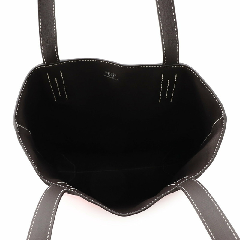 Hermes Hermès Neo Double Sens 35 手提包，玫瑰櫻/Ebène Swift，K 印章，雙面-5