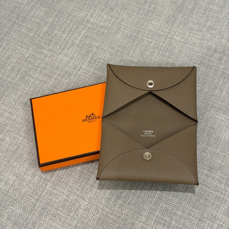 Hermes Calvi 卡夾 Epsom大象灰 高質感 經典款 全新品-0