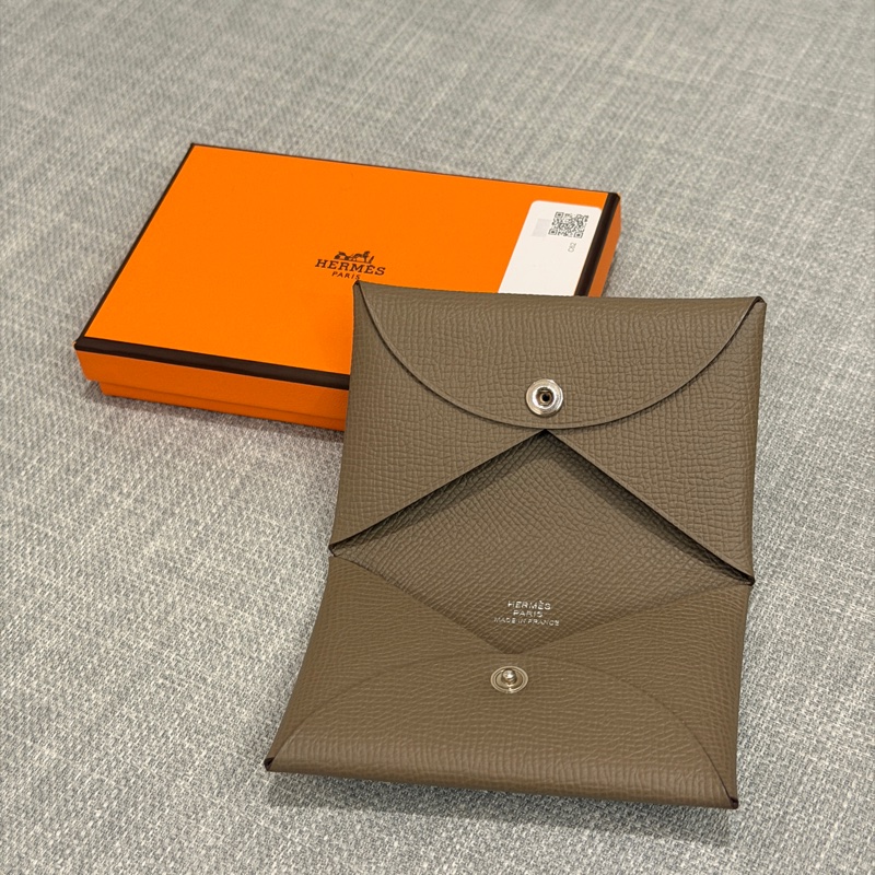 Hermes Calvi 卡夾 Epsom大象灰 高質感 經典款 全新品-3