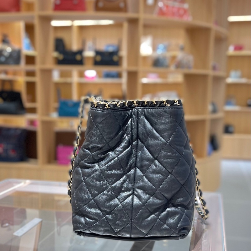 Chanel 香奈兒 購物袋鏈條tote包  黑金牛皮耐用 尺寸21*30.5*20,正常使用痕跡-2