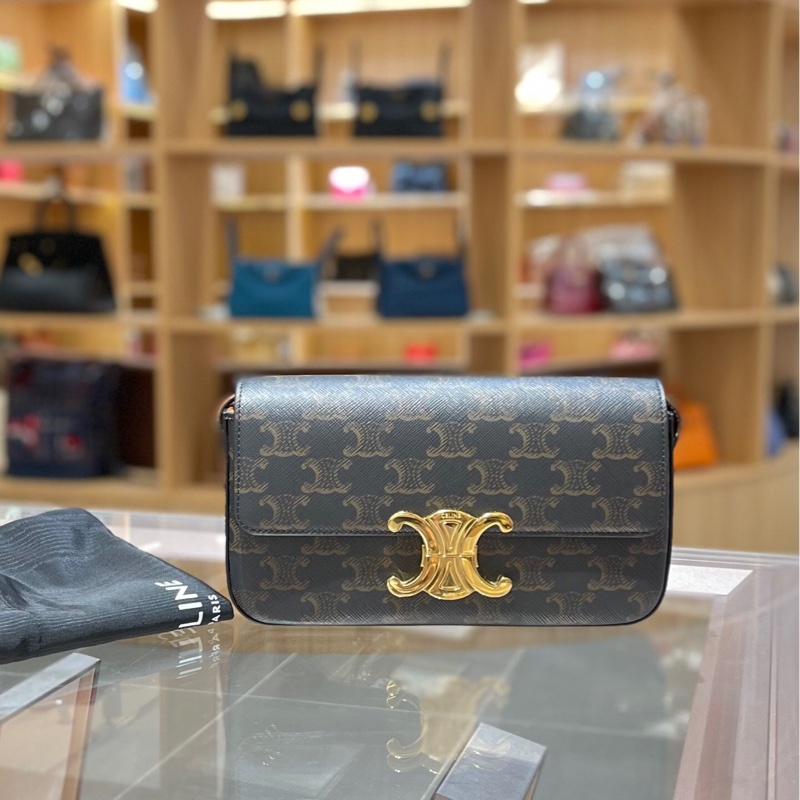 CELINE Claude Triomphe 棕色帆布單肩包-0