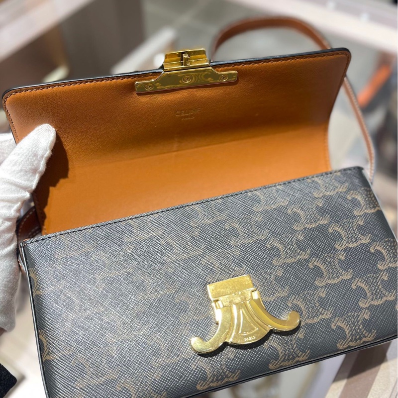CELINE Claude Triomphe 棕色帆布單肩包-5