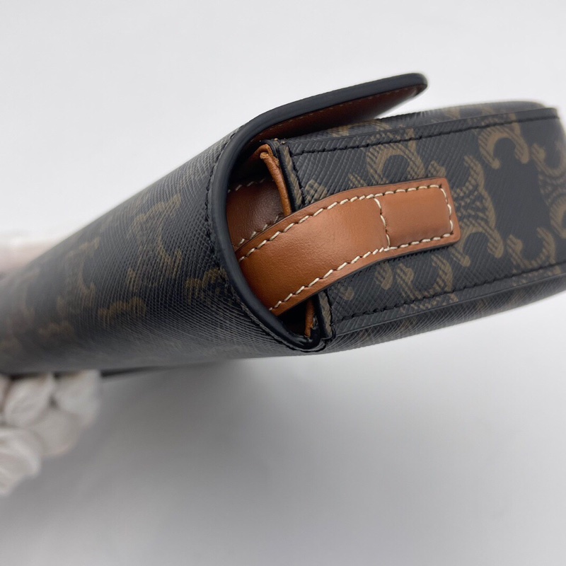 CELINE Claude Triomphe 棕色帆布單肩包-9