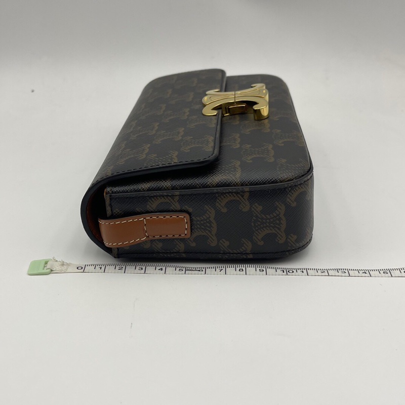 CELINE Claude Triomphe 棕色帆布單肩包-11