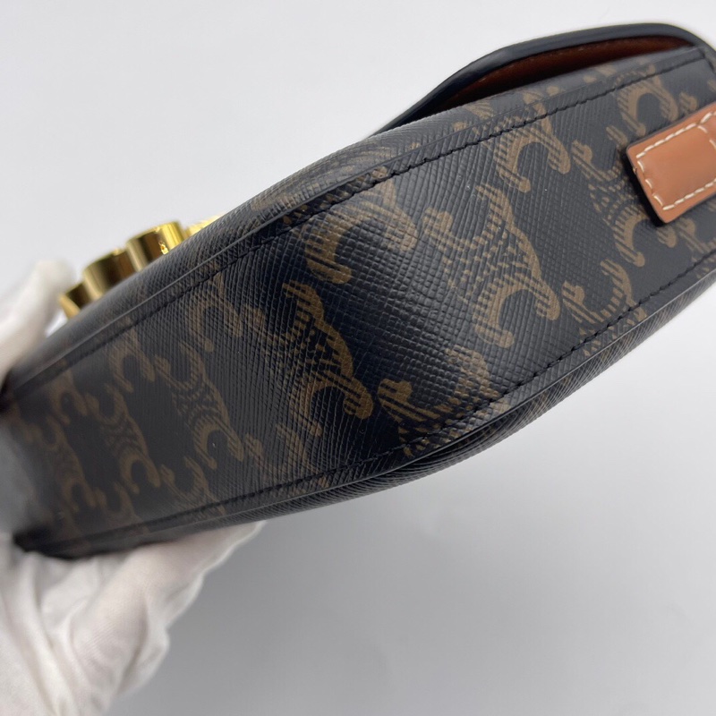 CELINE Claude Triomphe 棕色帆布單肩包-13