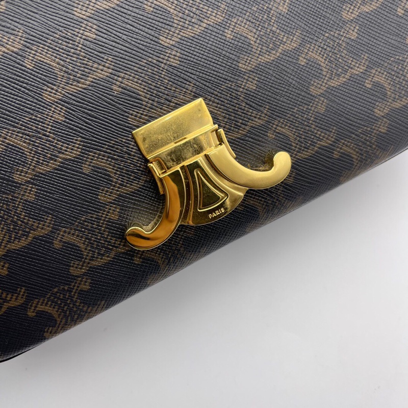 CELINE Claude Triomphe 棕色帆布單肩包-16