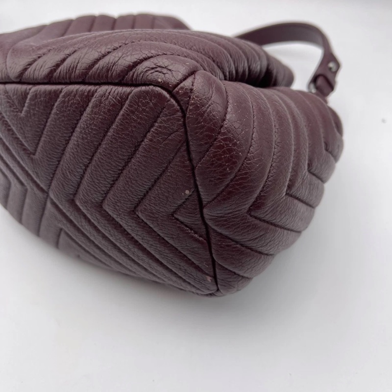 香奈兒 CC 水桶包 兩用單肩包 小牛皮 深紅色-19