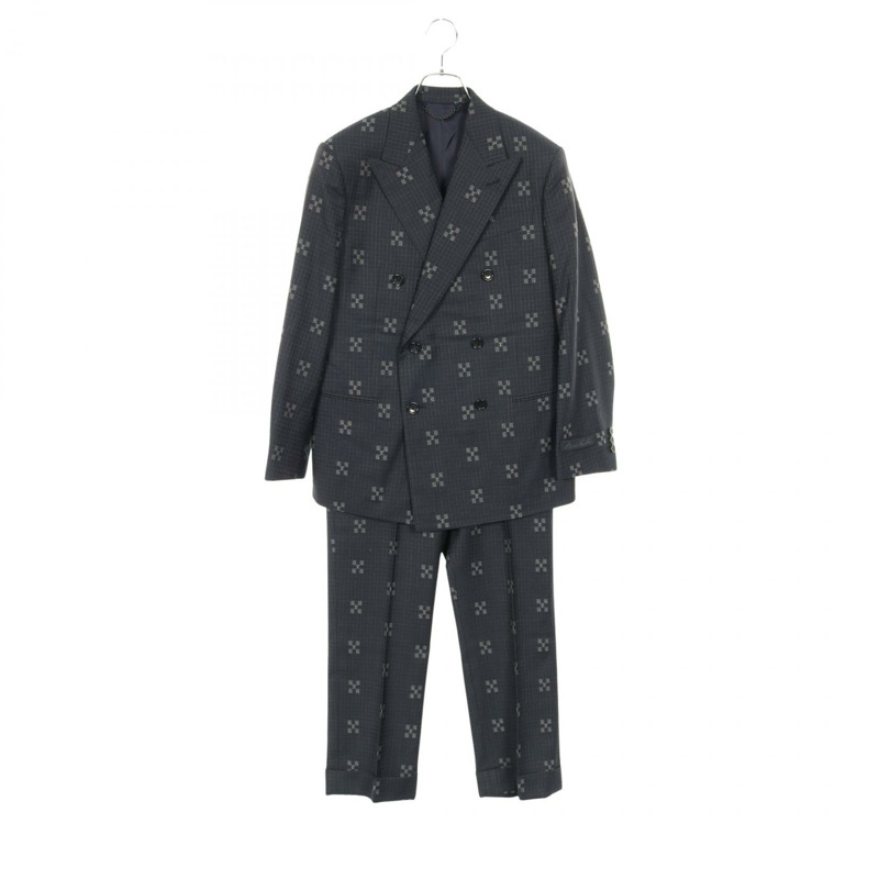 路易威登雙排扣羊毛 Pont Neuf 西裝，海軍藍，二手男士-0