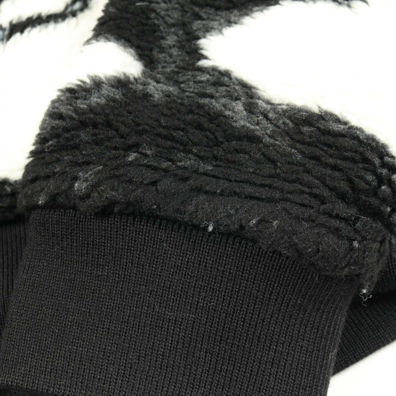 路易威登 LV 標誌抓絨外套 Blouson #L 聚酯腈綸 白色 黑色-8