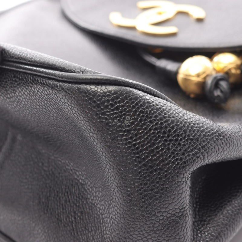 香奈兒 COCO Mark 雙肩包，黑色，二手，女款，金色五金-9