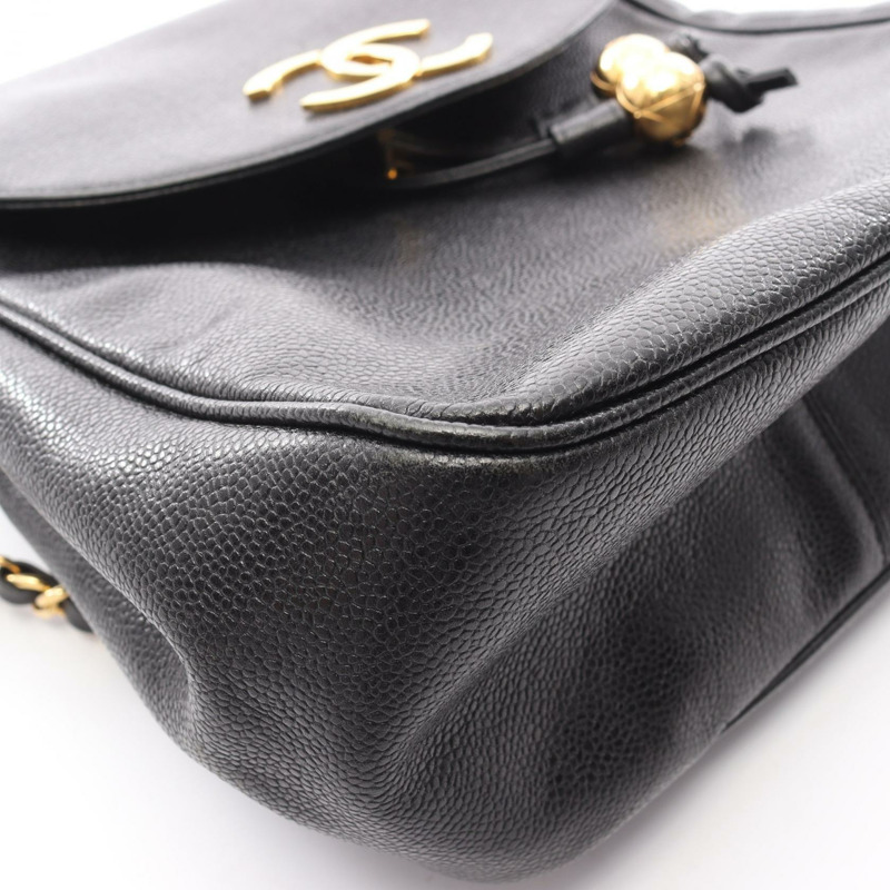 香奈兒 COCO Mark 雙肩包，黑色，二手，女款，金色五金-10