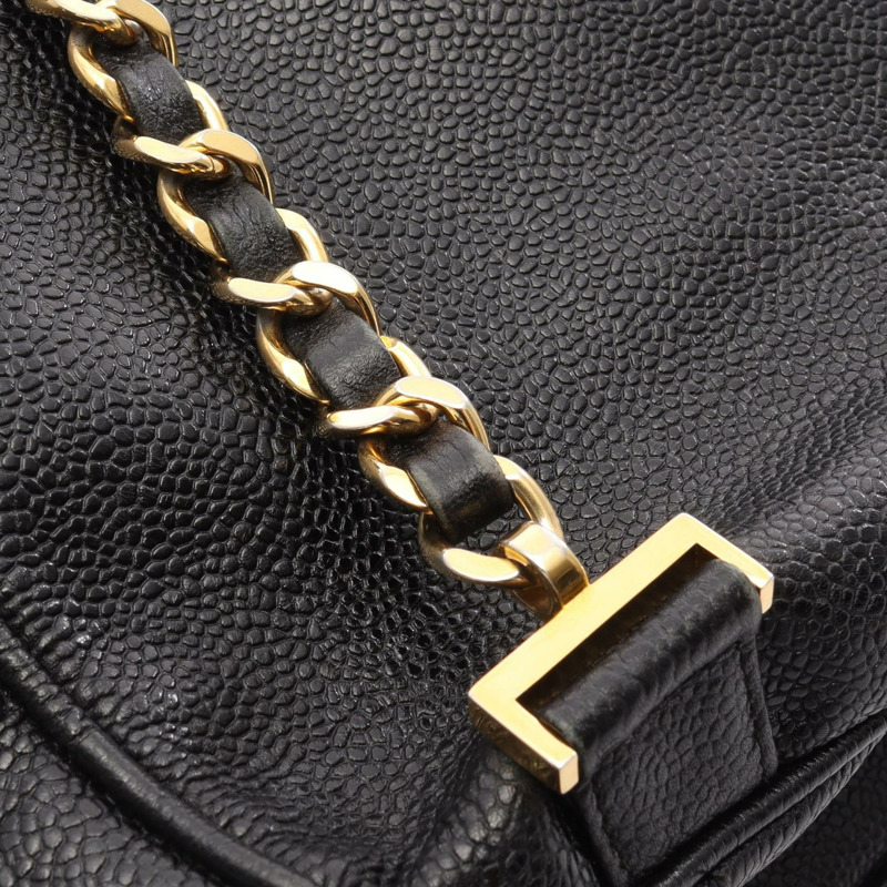 香奈兒 COCO Mark 雙肩包，黑色，二手，女款，金色五金-12