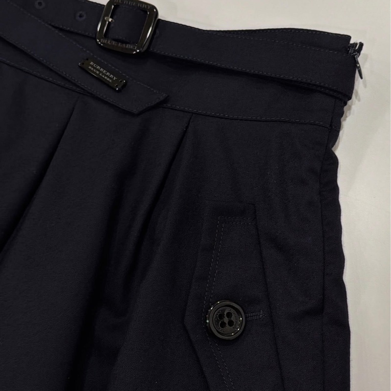 BURBERRY 藍標 高腰腰帶口袋毛料褲裙-3