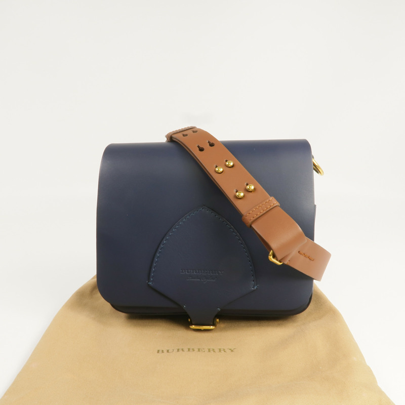 BURBERRY 牛皮皮革Square Satchel金扣肩背袋-8