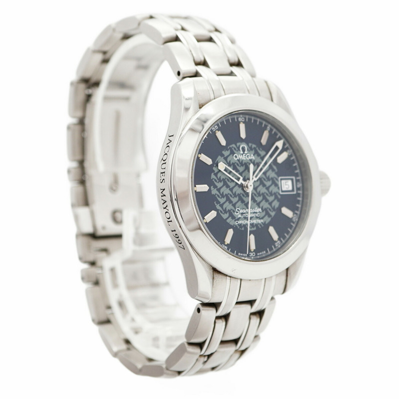 歐米茄海馬系列2500.80藍色錶盤男士腕錶-3