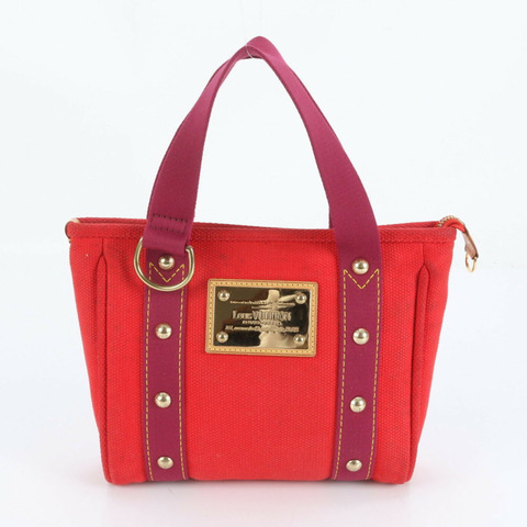 路易威登 Antigua Cabas PM Rouge M40037 女士皮革帆布手提包