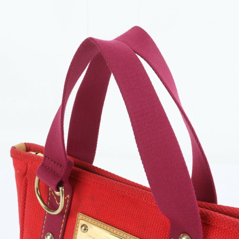 路易威登 Antigua Cabas PM Rouge M40037 女士皮革帆布手提包-1