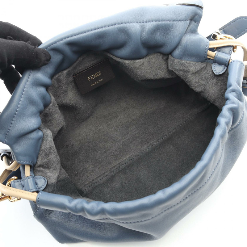 FENDI Mamma Baguette 中型單肩包 8BR833 皮革 藍色 二手 女士-2