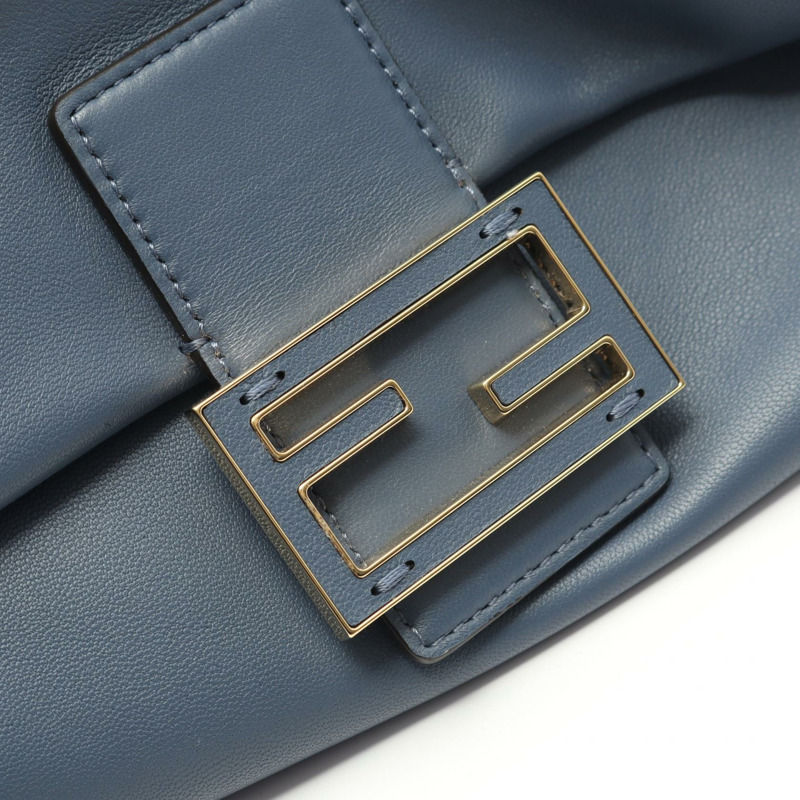 FENDI Mamma Baguette 中型單肩包 8BR833 皮革 藍色 二手 女士-6