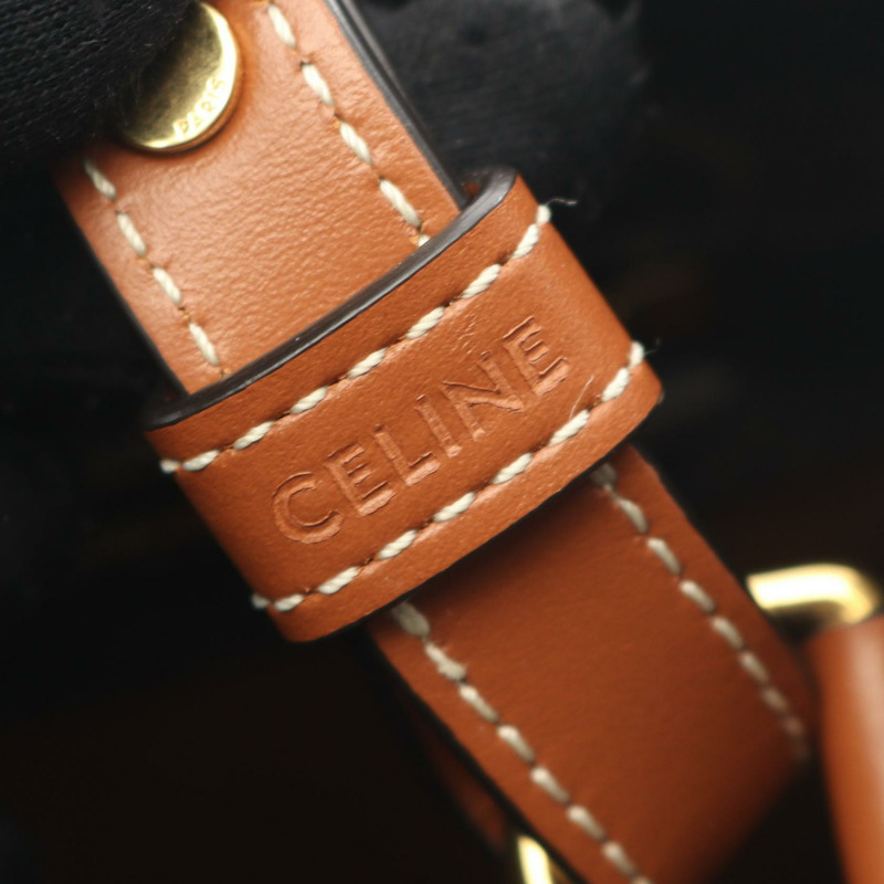 CELINE 小號筆電 Cabas Triomphe 托特斜背包 191542 帆布皮革 BK-3