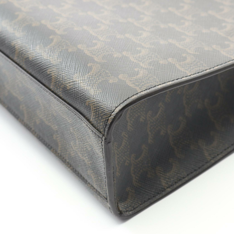 CELINE 小號筆電 Cabas Triomphe 托特斜背包 191542 帆布皮革 BK-4