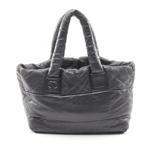 香奈兒 Coco Cocoon MM 手提包，黑色皮革，二手，女士，帶五金配件