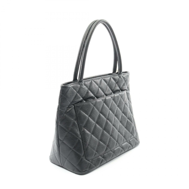 香奈兒 (CHANEL) Medallion 手提包，黑色小牛皮材質，二手，女士款，帶五金配件-1