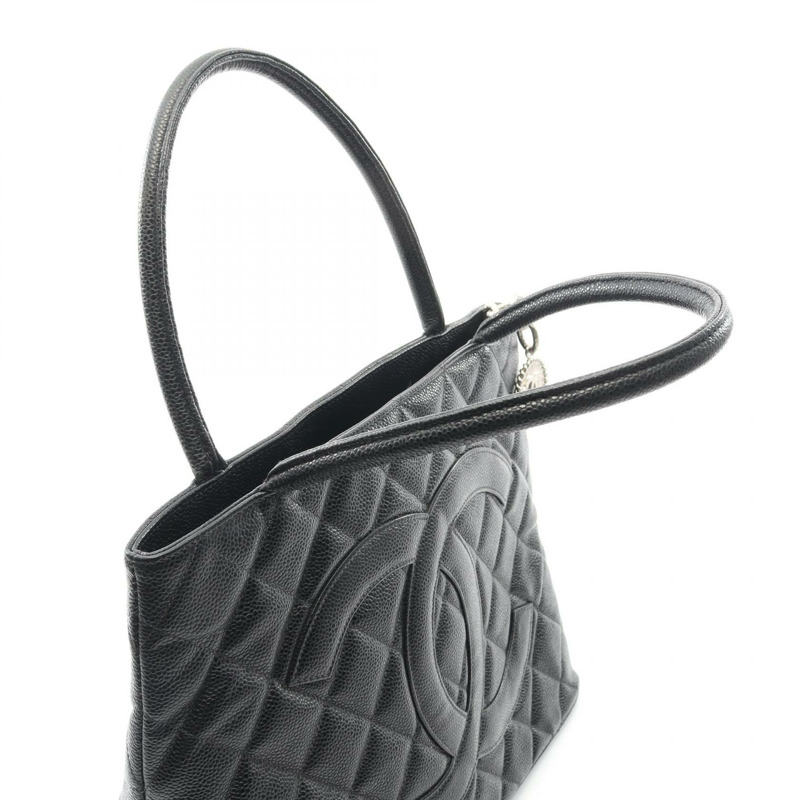 香奈兒 (CHANEL) Medallion 手提包，黑色小牛皮材質，二手，女士款，帶五金配件-5