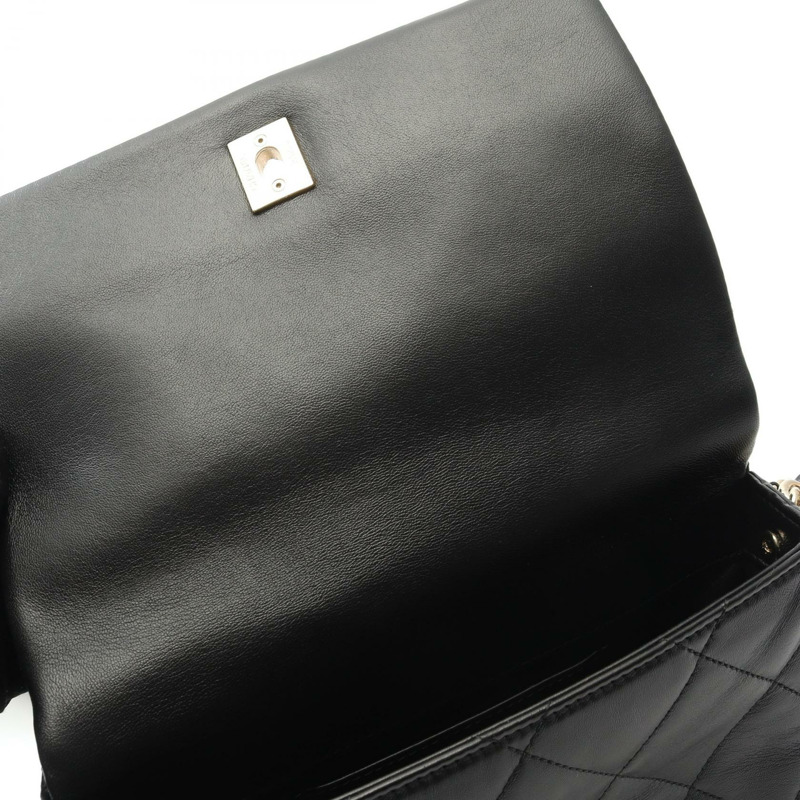 香奈兒 (CHANEL) 絎縫鏈條斜挎單肩包，羊皮材質，黑色，二手，女士款，金色五金-5