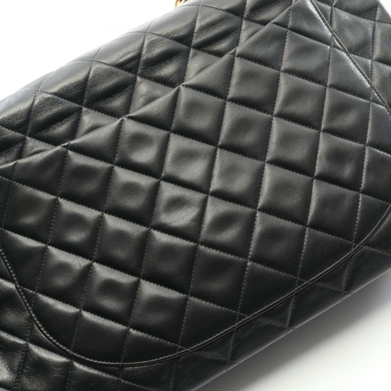 香奈兒 Jumbo Matelasse 34 單翻蓋鏈條肩背包，羊皮材質，黑色，二手，金色五金-7
