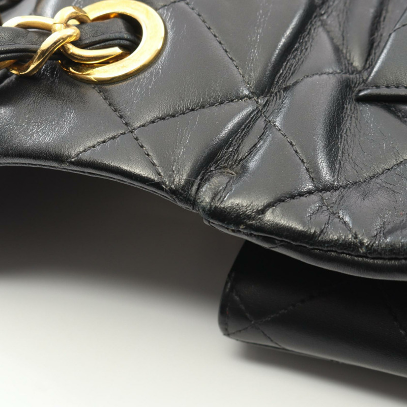 香奈兒 Jumbo Matelasse 34 單翻蓋鏈條肩背包，羊皮材質，黑色，二手，金色五金-8