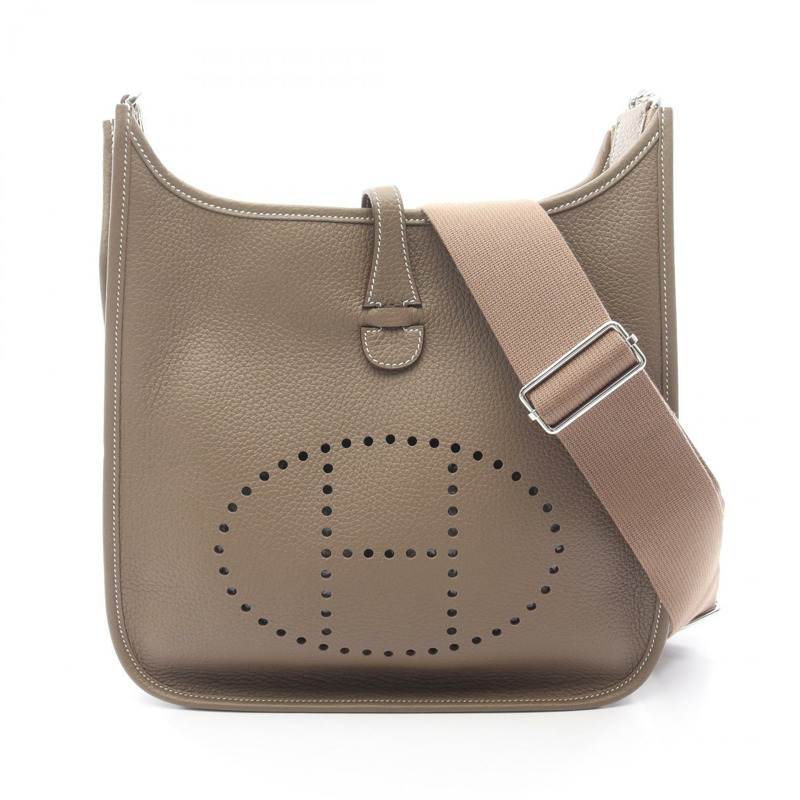 愛馬仕 Evelyne 3 Troyes PM 肩挎包，Clemence 皮革，灰色，帶五金配件-0