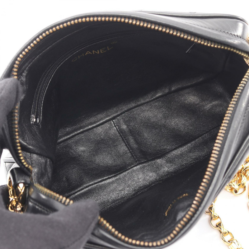 香奈兒 (CHANEL) Matelasse 鏈條斜挎包，流蘇羊皮，黑色，二手，金色五金-2