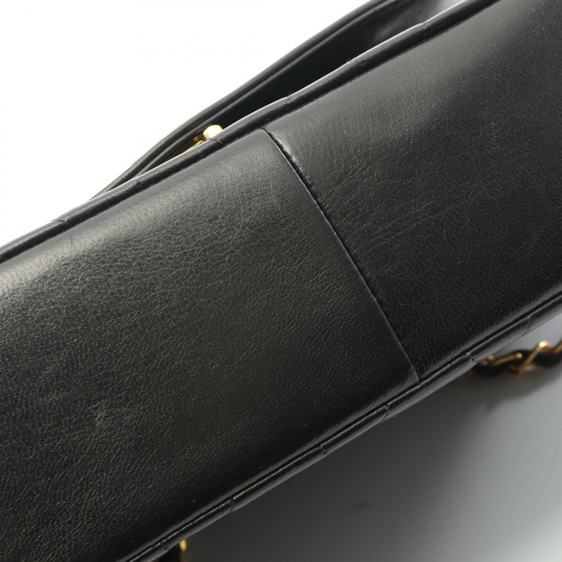 香奈兒 (CHANEL) 絎縫 Diana 翻蓋鏈條斜挎包,羊皮材質,黑色,二手,金色五金-9