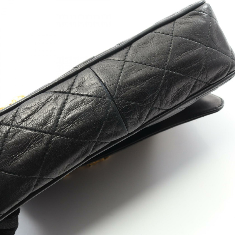 香奈兒 (CHANEL) 絎縫鏈條斜挎單肩包，羊皮材質，黑色，二手，女士款，金色五金-7