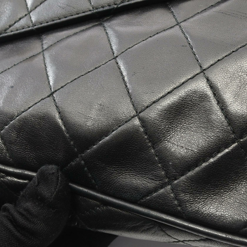 香奈兒 (CHANEL) 絎縫鏈條斜挎單肩包，羊皮材質，黑色，二手，女士款，金色五金-8