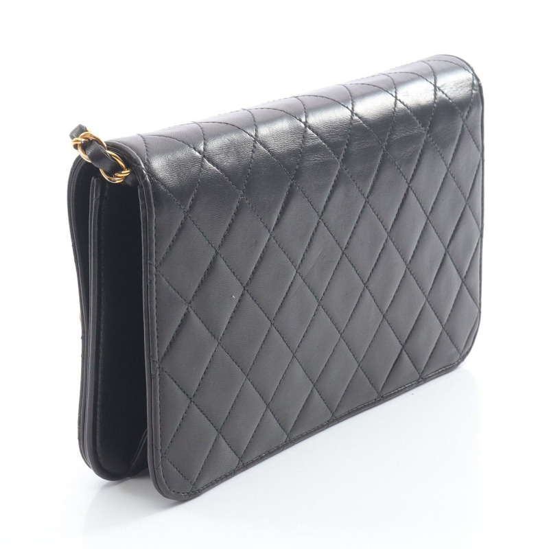 香奈兒 (CHANEL) Matelasse 全翻蓋鏈條單肩背包 A03568 羊皮黑 二手 金色五金-1