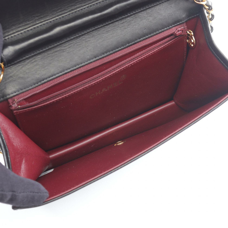 香奈兒 (CHANEL) Matelasse 全翻蓋鏈條單肩背包 A03568 羊皮黑 二手 金色五金-2