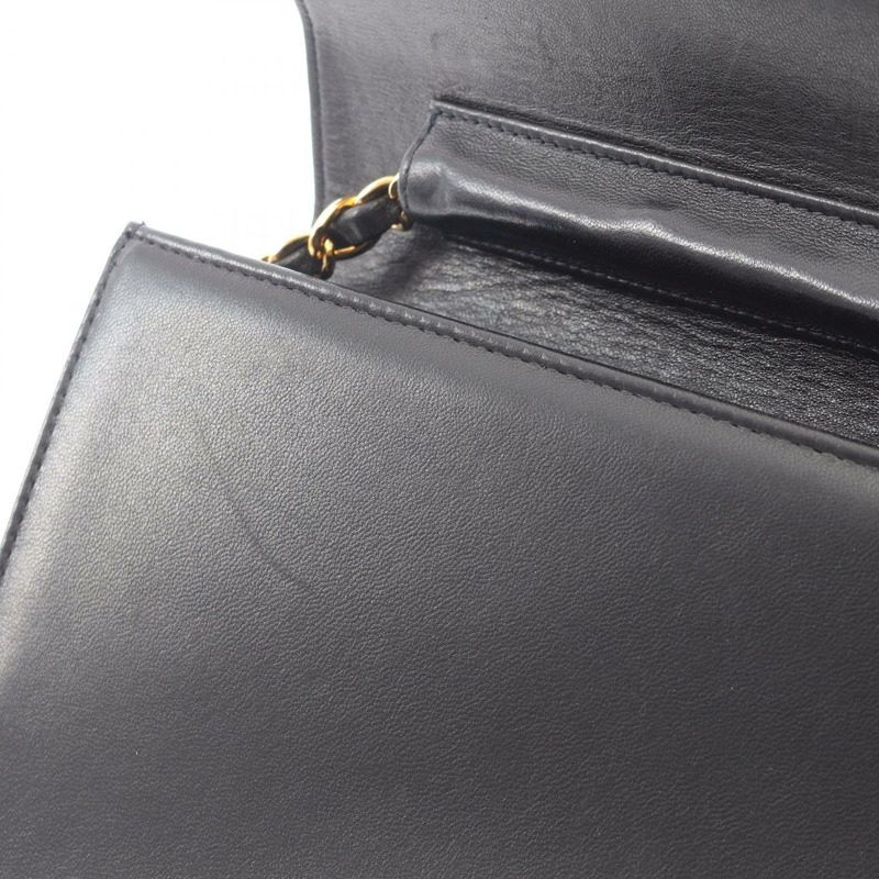 香奈兒 (CHANEL) Matelasse 全翻蓋鏈條單肩背包 A03568 羊皮黑 二手 金色五金-8