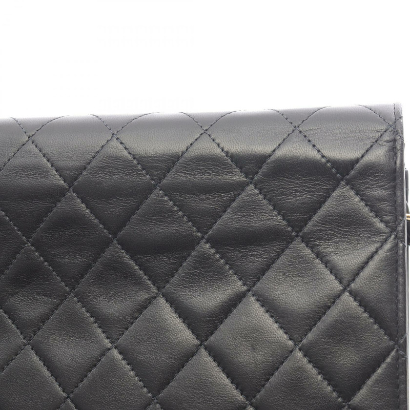 香奈兒 (CHANEL) Matelasse 全翻蓋鏈條單肩背包 A03568 羊皮黑 二手 金色五金-9