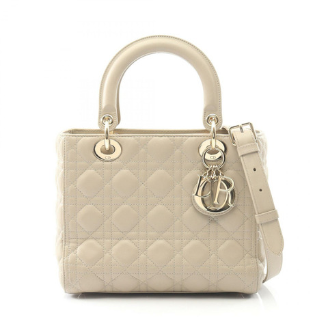 Christian Dior LADY DIOR Cannage 斜背包 M05650NGE 皮革 米色 二手