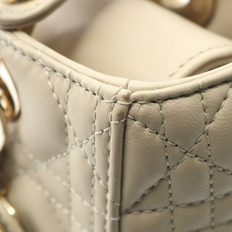 Christian Dior LADY DIOR Cannage 斜背包 M05650NGE 皮革 米色 二手-6