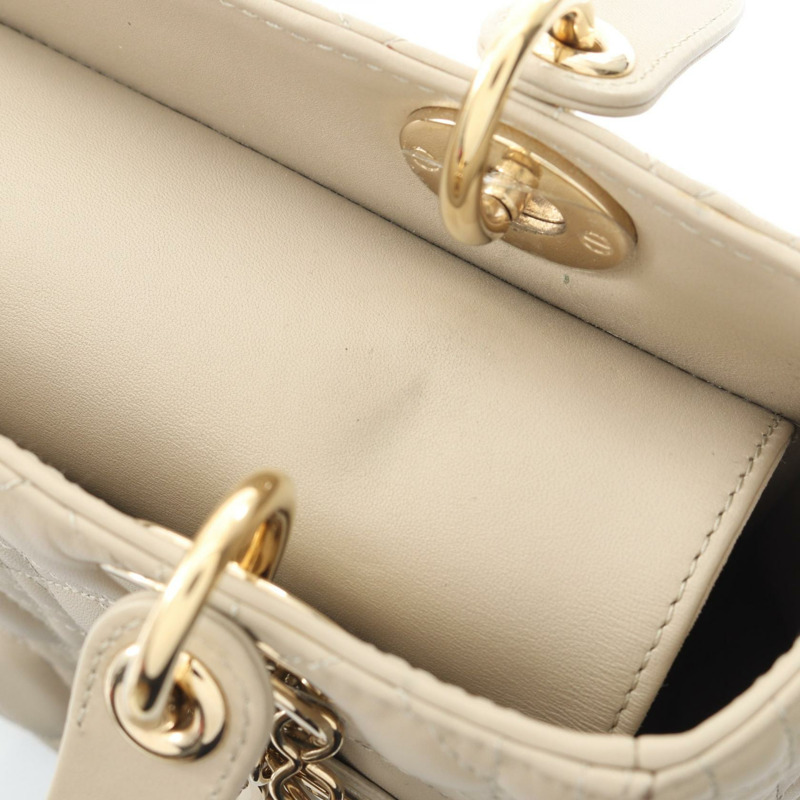 Christian Dior LADY DIOR Cannage 斜背包 M05650NGE 皮革 米色 二手-10