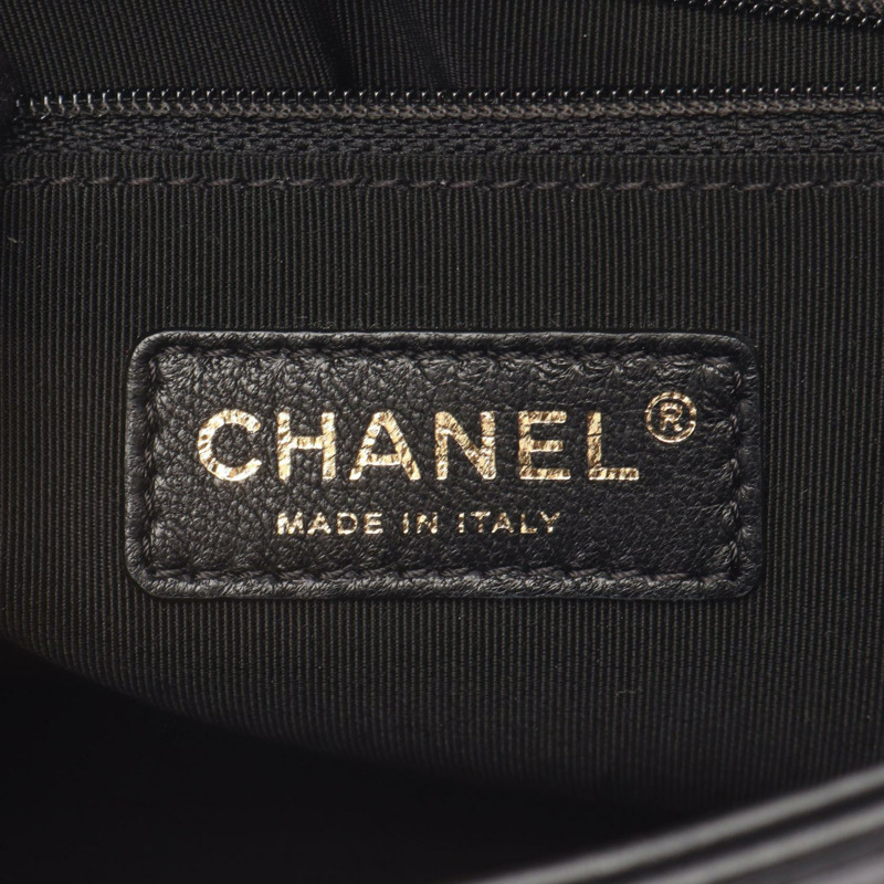 香奈兒 (CHANEL) 絎縫鏈條肩背包，米色/黑色皮革，二手，女士，金色五金-3