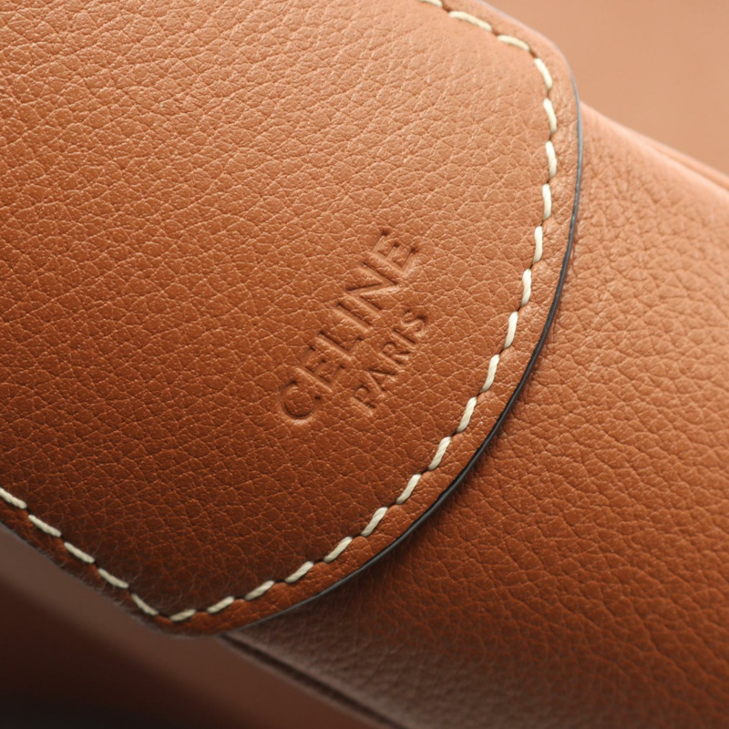 CELINE 中型 Heloise Cuir 飾邊露肩包 114713FLH.04LU 棕色皮革-3