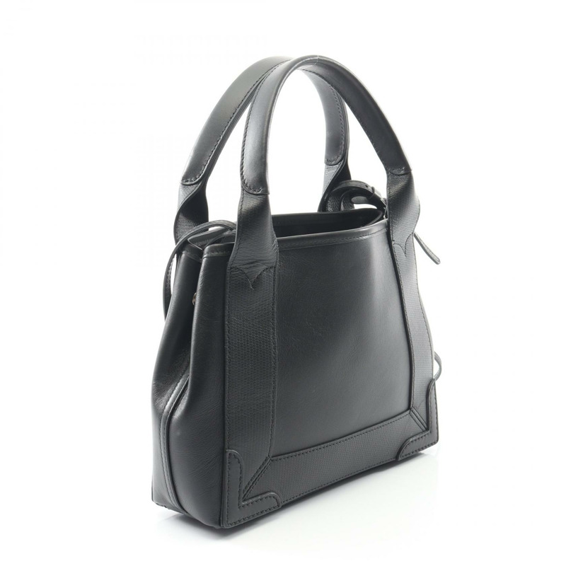 BALENCIAGA 海軍藍 Cabas XS 單肩斜背手提包，黑色皮革，二手-1