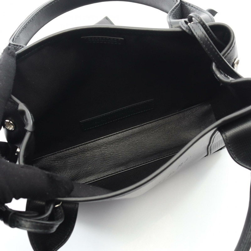 BALENCIAGA 海軍藍 Cabas XS 單肩斜背手提包，黑色皮革，二手-2